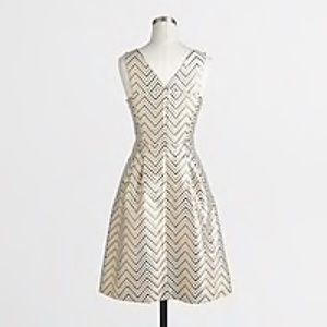 J. Crew White and Gold Dress
